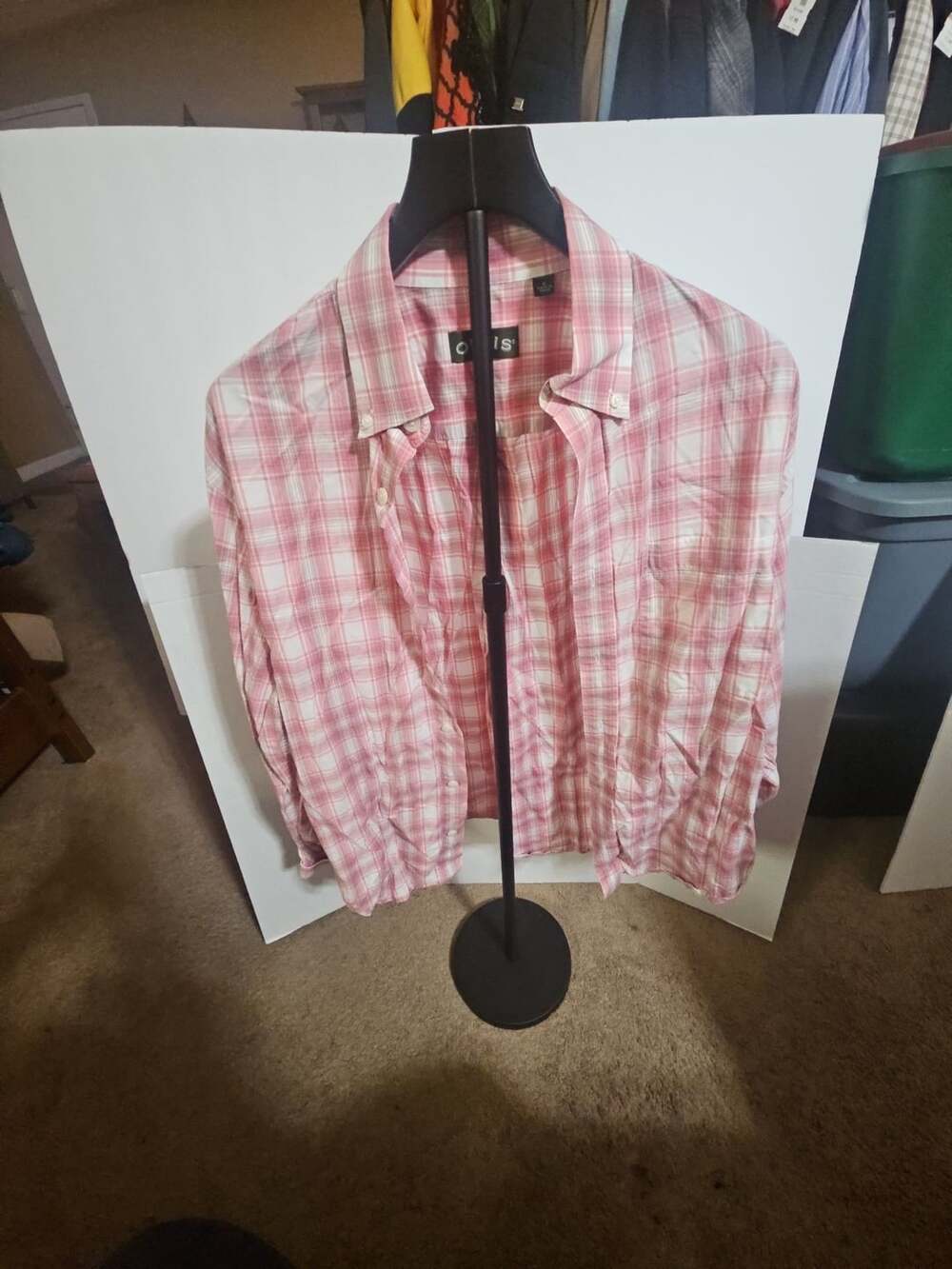 Orvis Plaid Long Sleeve Button Down Shirt Size M Pink